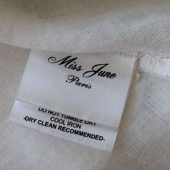 Miss June Paris Blouse Womens White Boho Cold Shoulder Bell‎ Sleeve Lace S/M - Picture 12 of 16